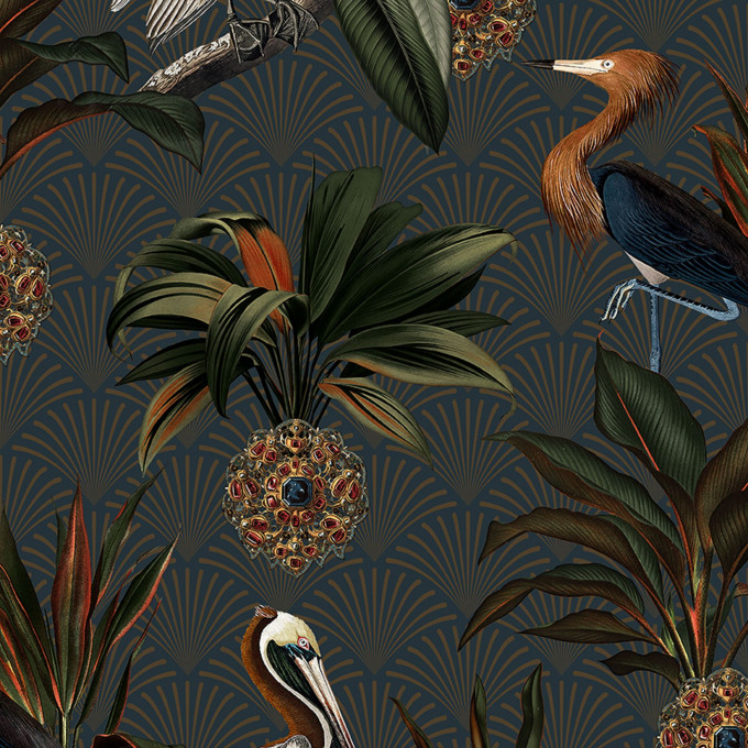 borastapeter papier peint contemporain treasured sapphire birds 2279 multicolor