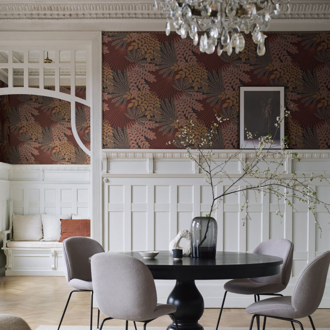 borastapeter papier peint contemporain treasured velvet leaves 2259 rouge