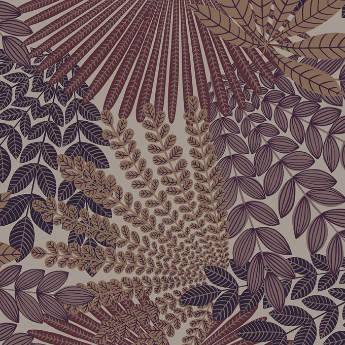 borastapeter papier peint contemporain treasured velvet leaves 2260 prune