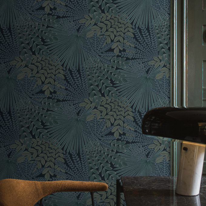 borastapeter papier peint contemporain treasured velvet leaves 2261 bleu