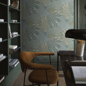 borastapeter papier peint contemporain treasured velvet leaves 2262 bleu blanc