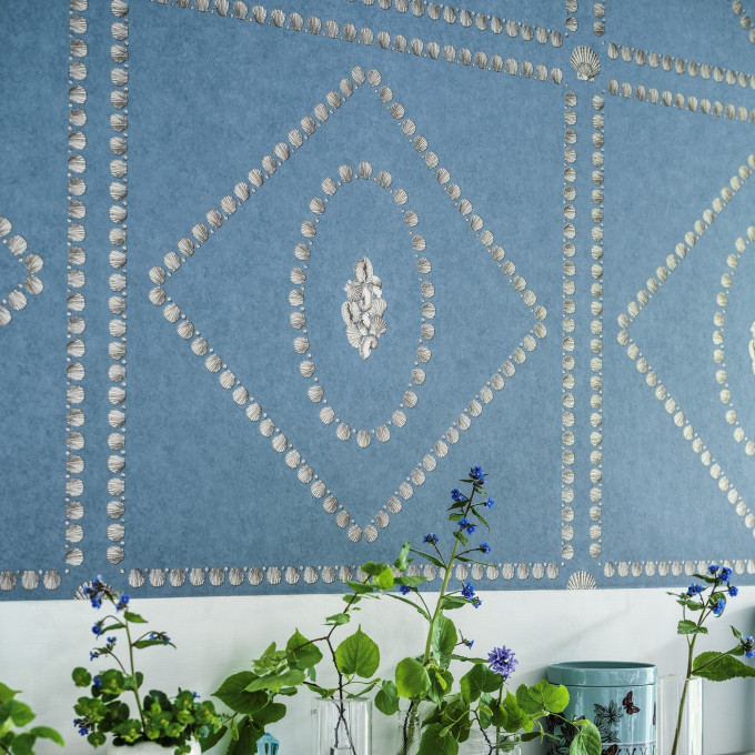 Cole and Sons papier peint contemporain Fornasetti conchiglie 123-5022 bleu