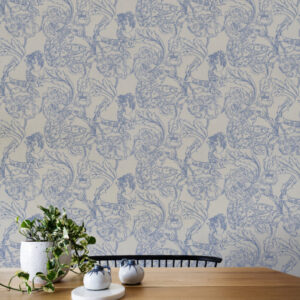 Borastapeter papier peint traditionnel art nouveau vintage végétal floral dream 2065 bleu