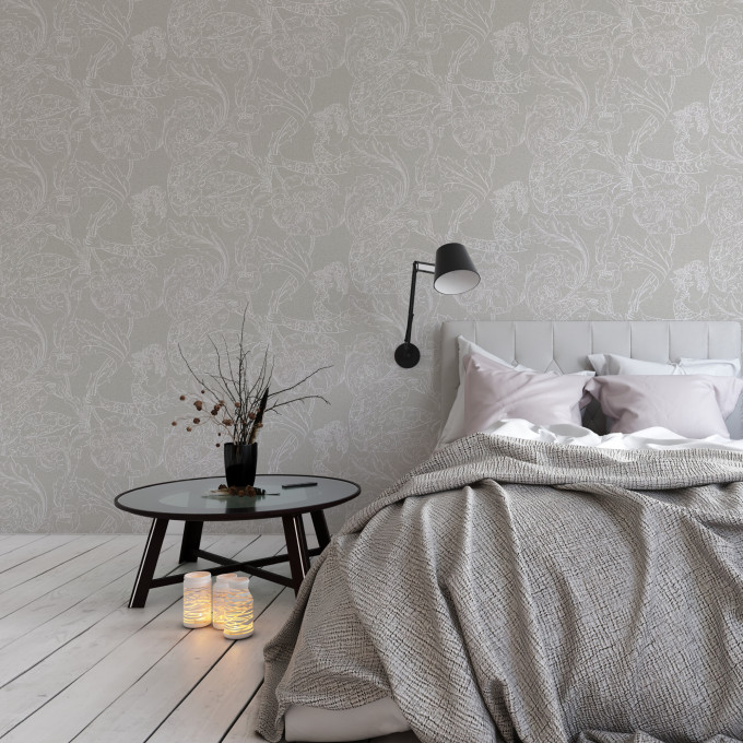 Borastapeter papier peint traditionnel art nouveau vintage végétal floral dream 2066 gris