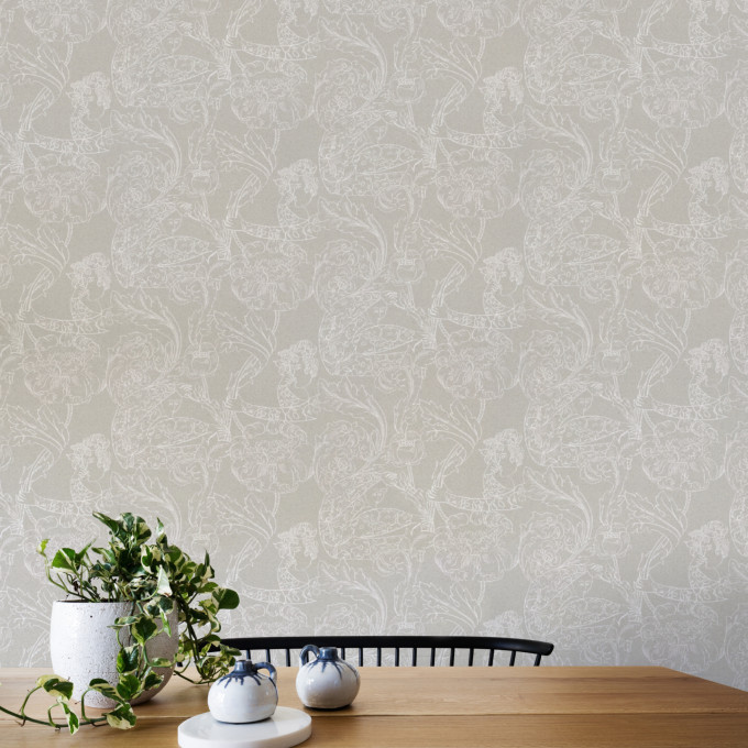 Borastapeter papier peint traditionnel art nouveau vintage végétal floral dream 2066 gris