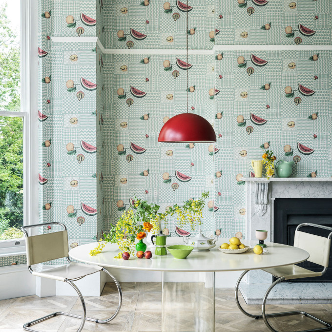 Cole and Sons papier peint contemporain Fornasetti frutta e geometrico 123-6029 multicolore