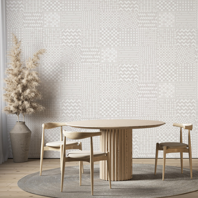 Cole and Sons papier peint contemporain Fornasetti geometrico 123-7037 blanc gris