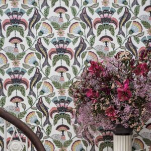 Cole and Sons papier peint traditionnel art déco vintage végétal animal nene 119-8036 multicolore