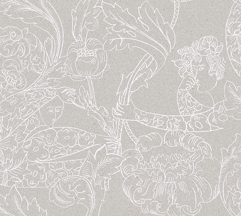Borastapeter papier peint traditionnel art nouveau vintage végétal floral dream 2066 gris