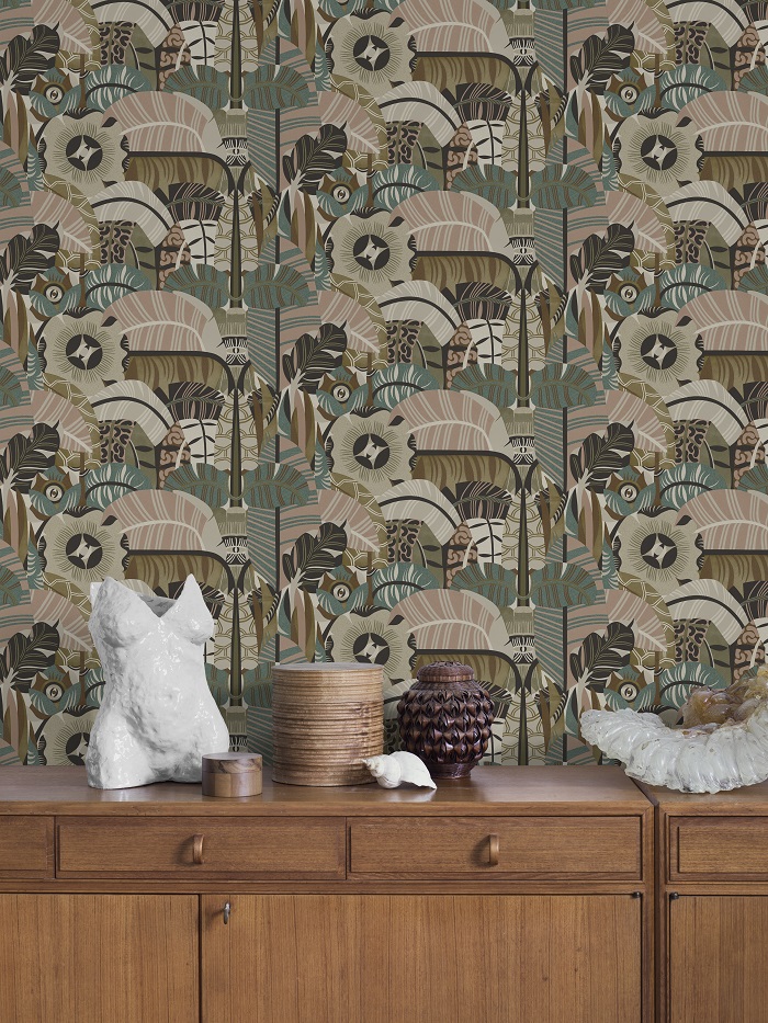 Borastapeter papier peint traditionnel art nouveau vintage végétal hypnotic safari 2067 multicolore