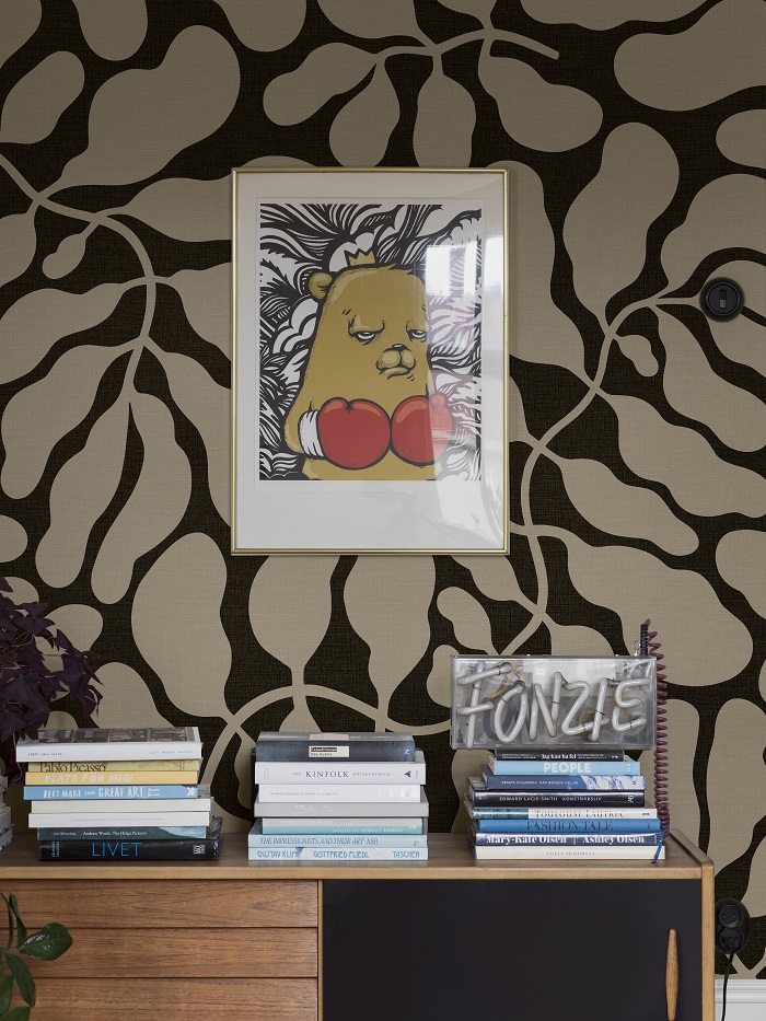 Borastapeter papier peint traditionnel art nouveau vintage végétal my secret garden 2077 noir taupe