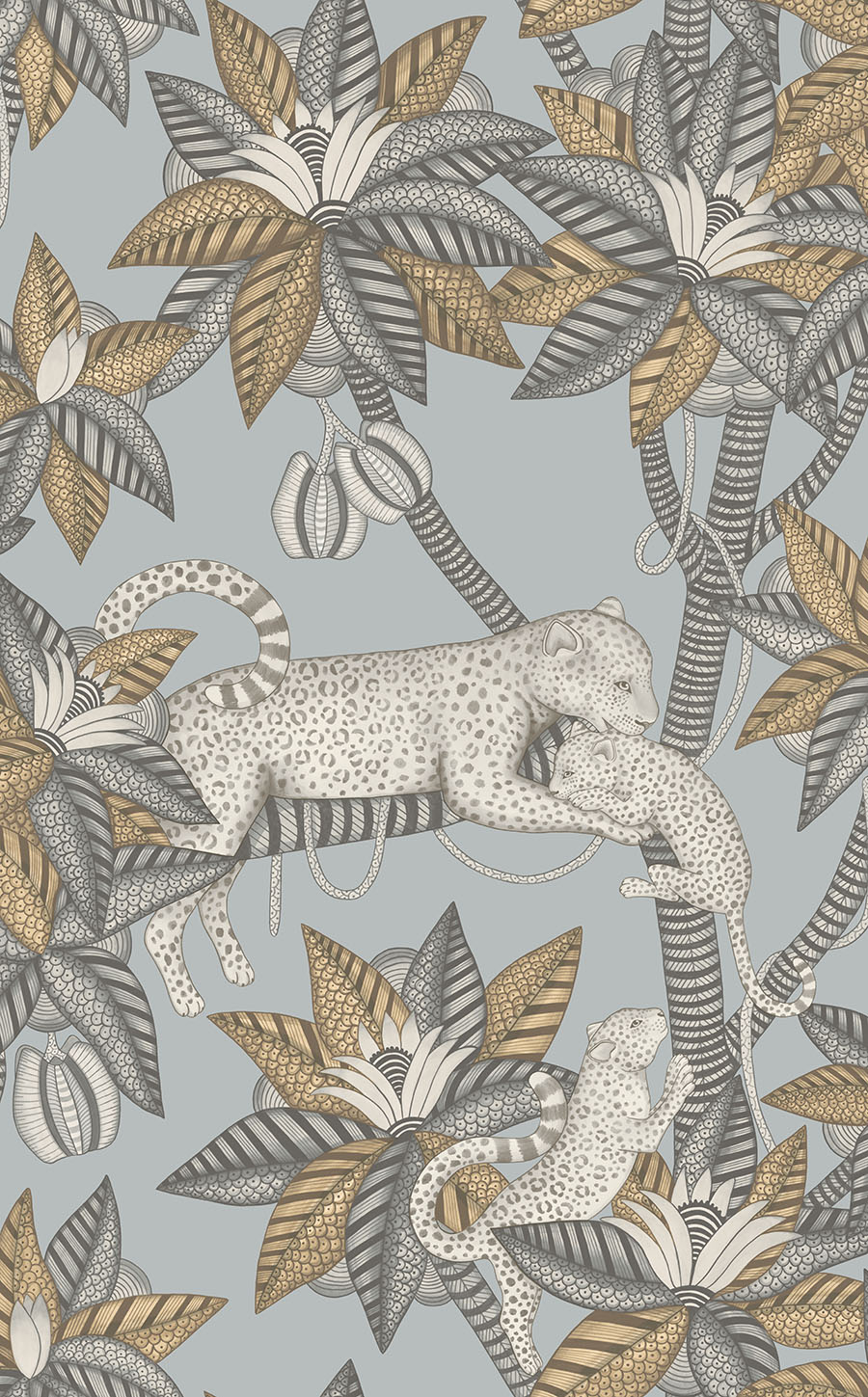 Cole and Sons papier peint traditionnel art déco vintage végétal animal satara 119-3012 bleu