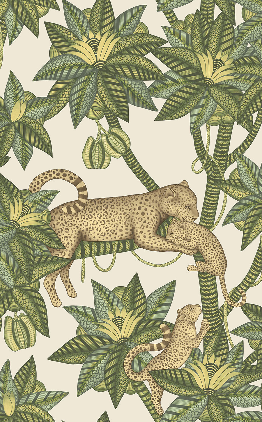 Cole and Sons papier peint traditionnel art déco vintage végétal animal satara 119-3015 vert
