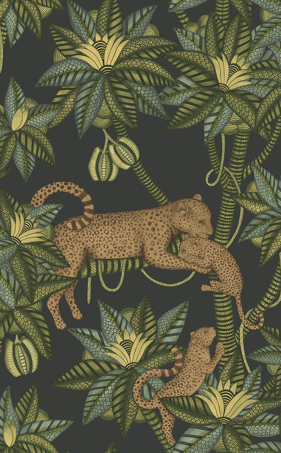 Cole and Sons papier peint traditionnel art déco vintage végétal animal satara 119-3016 vert