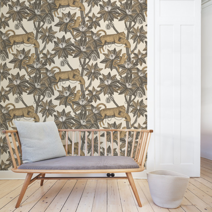 Cole and Sons papier peint traditionnel art déco vintage végétal animal satara 119-3013 marron