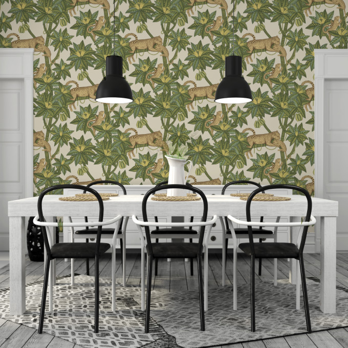 Cole and Sons papier peint traditionnel art déco vintage végétal animal satara 119-3015 vert
