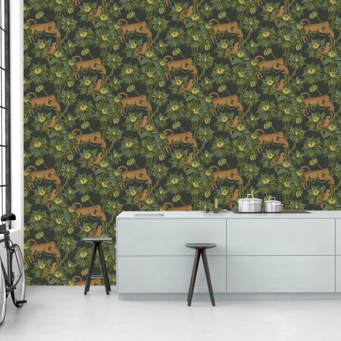 Cole and Sons papier peint traditionnel art déco vintage végétal animal satara 119-3016 vert