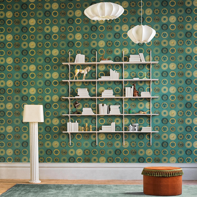 Cole and Sons papier peint contemporain Fornasetti soli 123-1005 vert doré