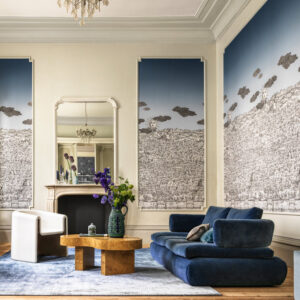 Cole and Sons papier peint contemporain Fornasetti vista mediterranea 123-3014 panoramique bleu