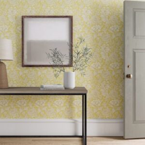 Morris and Co papier peint traditionnel art nouveau vintage végétal chrysenthemum jaune 217068