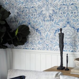 Morris and Co papier peint traditionnel art nouveau vintage végétal bleu