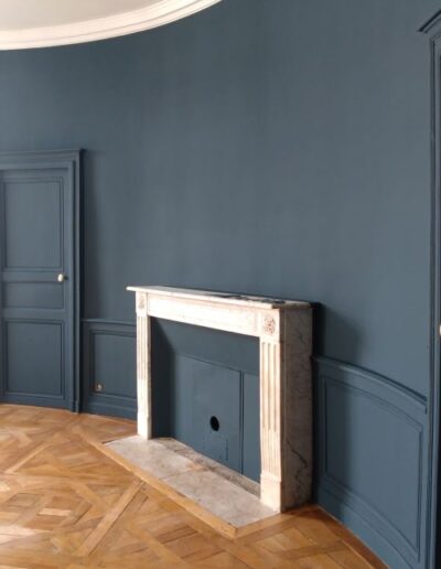 chantier de rénovation Nantes, mise en peinture, Farrow and Ball, 30 Hague Blue