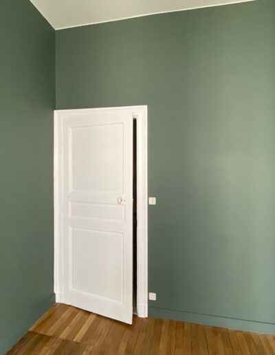 chantier de rénovation Nantes, mise en peinture, Farrow and Ball, 47 Green Smoke