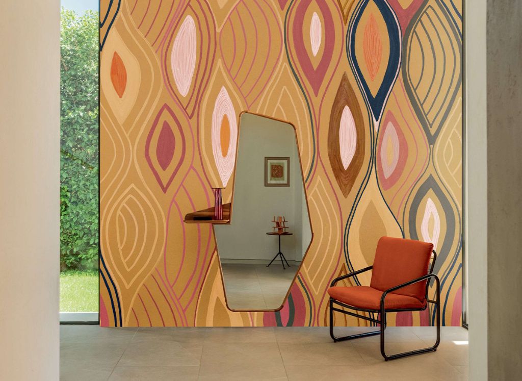 Elitis revêtement mural vinyle embossé cordes sensibles veronique de soultrait panoramique arabesque vp 1002