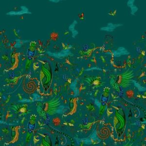 papier peint intissé jungle clarke and clarke sanderson végétal animal emma-shipley-mythica-w0200-02 cloud forest