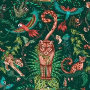 papier peint intissé jungle clarke and clarke sanderson végétal animal emma-shipley-mythica-w0213-02- bosque dreams