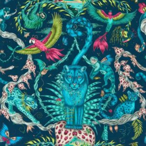 papier peint intissé jungle clarke and clarke sanderson végétal animal emma-shipley-mythica-w0213-03- bosque dreams