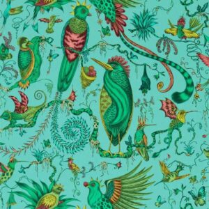 papier peint intissé jungle clarke and clarke sanderson végétal animal emma-shipley-mythica-w0217-01 quetzal