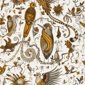 papier peint intissé jungle clarke and clarke sanderson végétal animal emma-shipley-mythica-w0217-02 quetzal