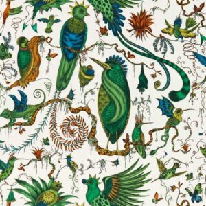papier peint intissé jungle clarke and clarke sanderson végétal animal emma-shipley-mythica-w0217-03 quetzal